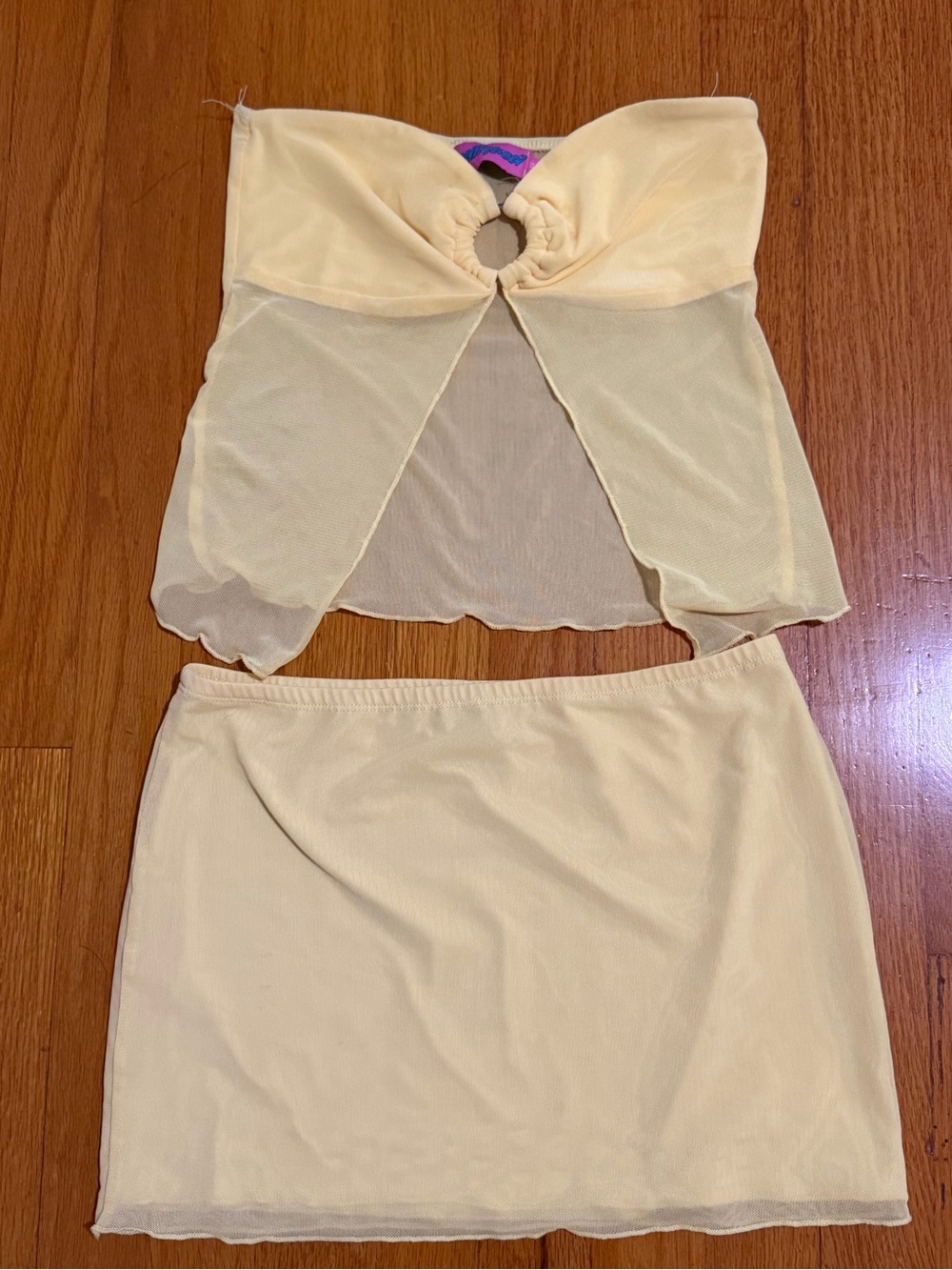 Yellow Two-Piece Tube Top & Mini Skirt Set
